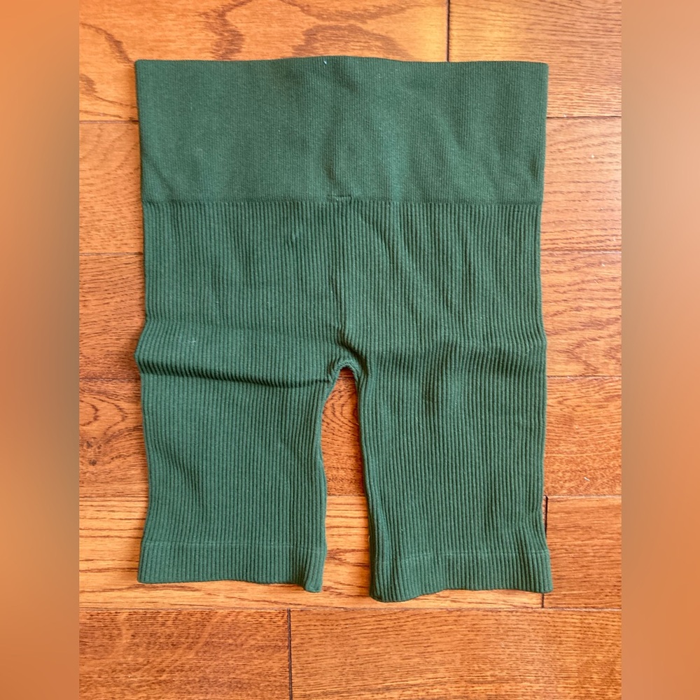 Zenana Super Stretchy Olive Green Ribbed Biker Shorts - S/M